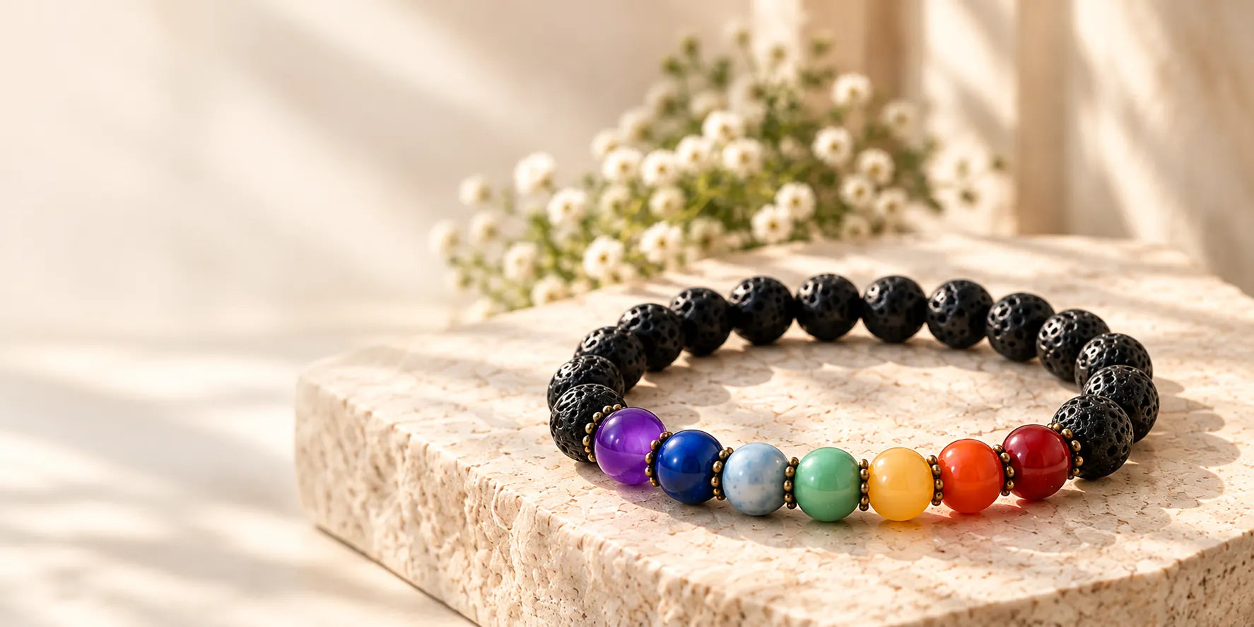 Seven Chakra and Lava Bracelet