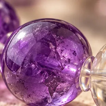 Amethyst bead showing delicate violet inclusions