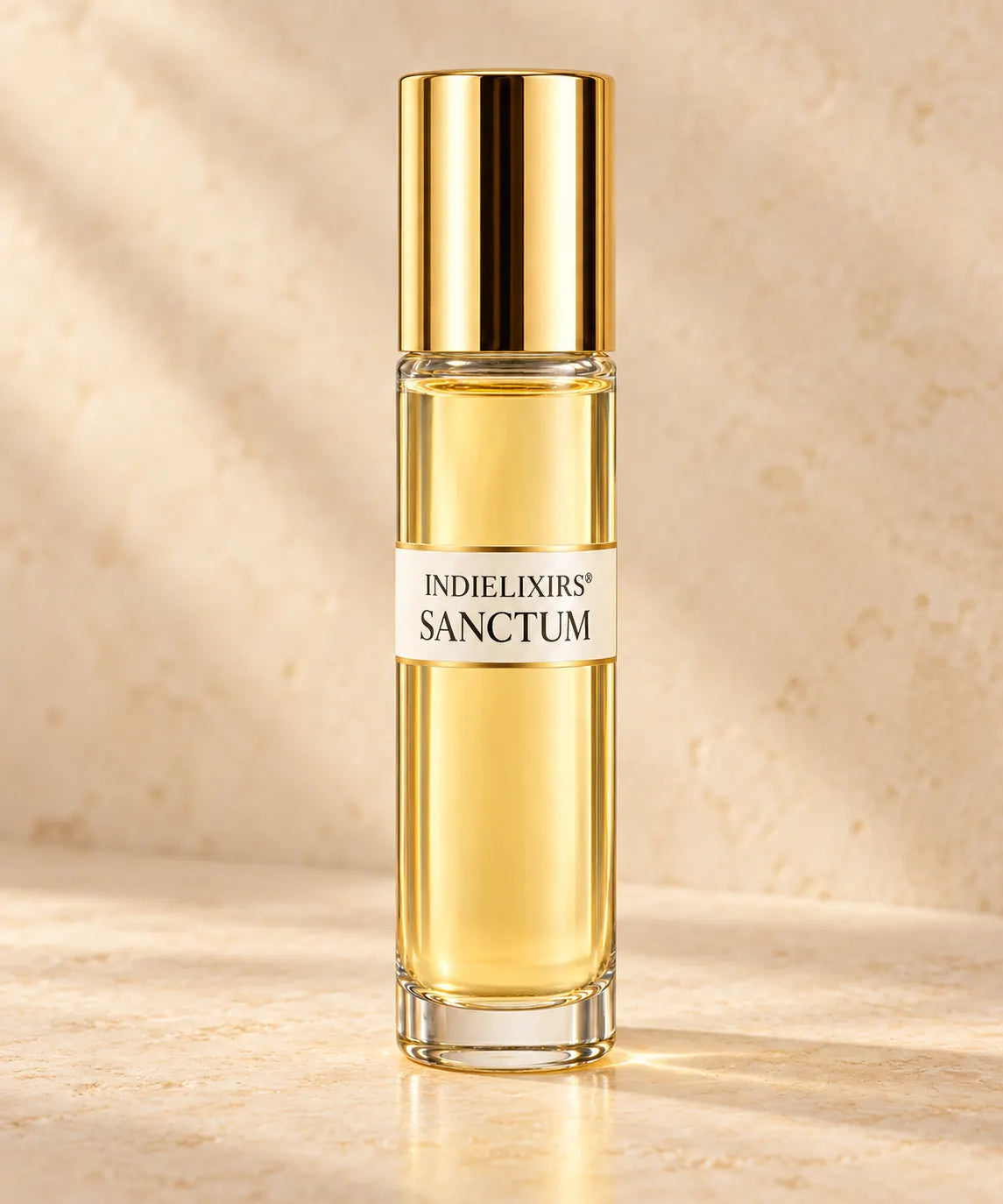 INDIELIXIRS SANCTUM aromatic roll-on oil in a clear glass bottle