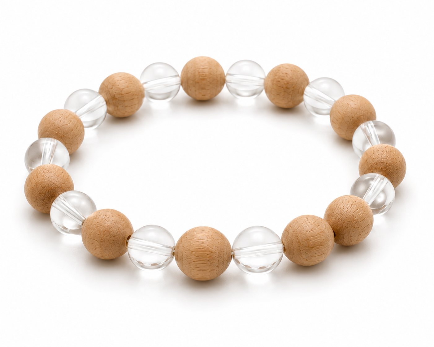 Chandan Crystal — The Serenity Bracelet | Sandalwood & Clear Quartz