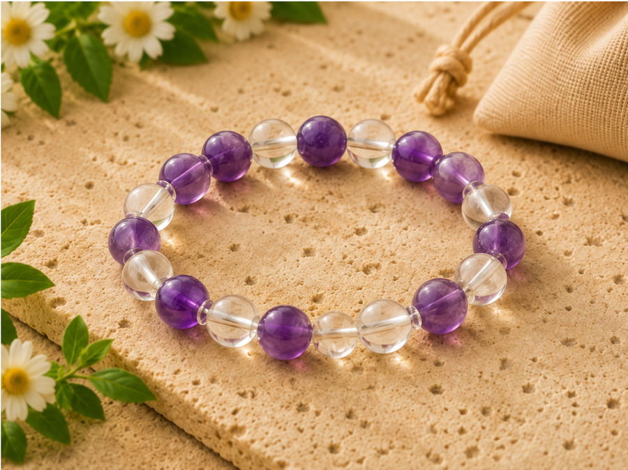 Agate Crystal - AMETHYST & CRYSTAL BRACELET