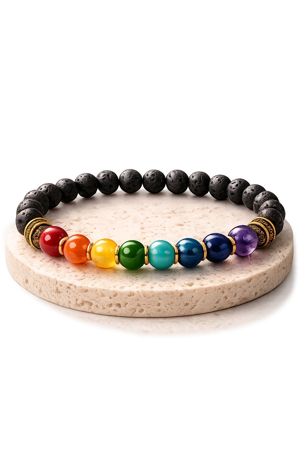 Seven Chakra & Lava Stone Bracelet | The Balance Collection — INDIELIXIRS®