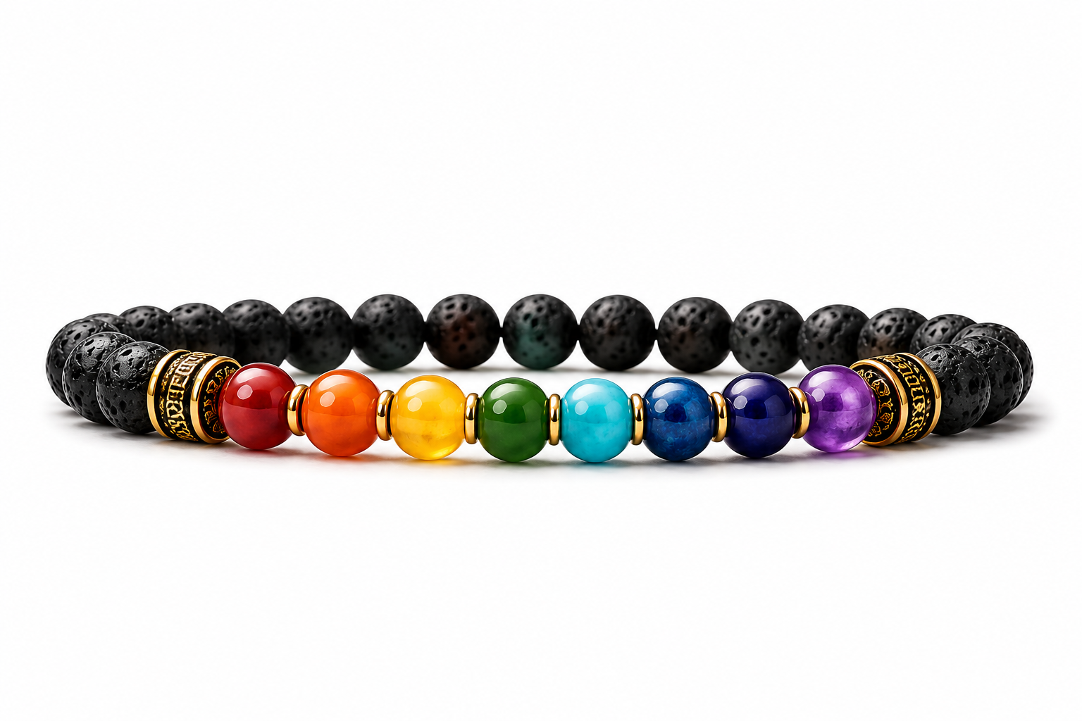 Seven Chakra & Lava Stone Bracelet | The Balance Collection — INDIELIXIRS®