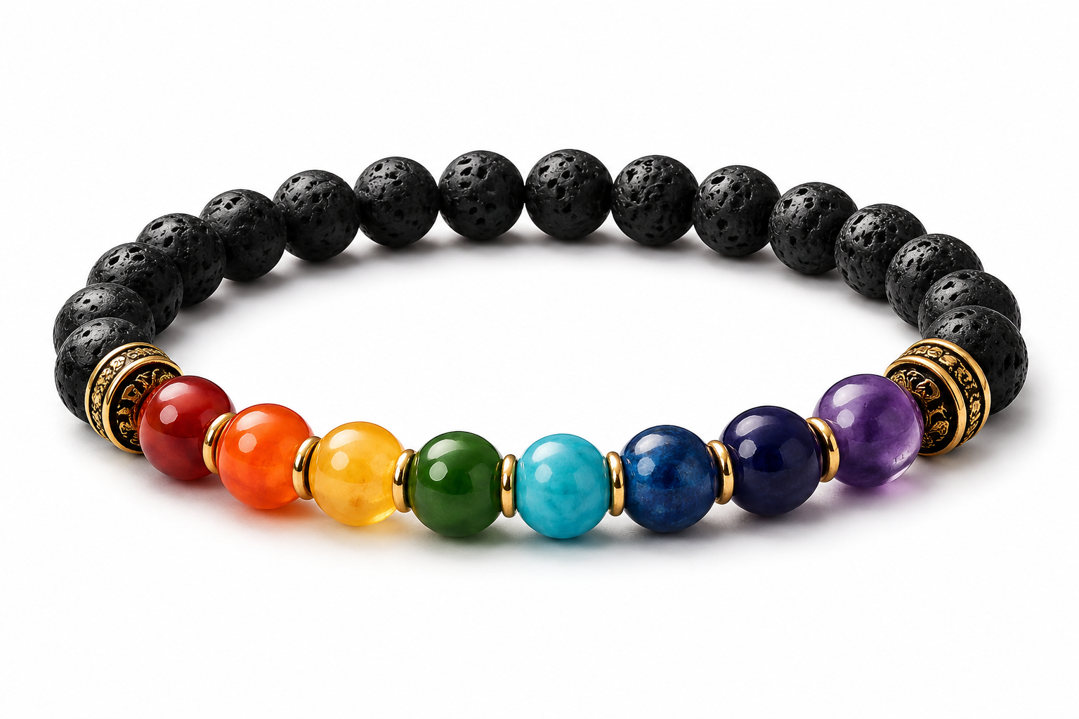 Seven Chakra & Lava Stone Bracelet | The Balance Collection — INDIELIXIRS®