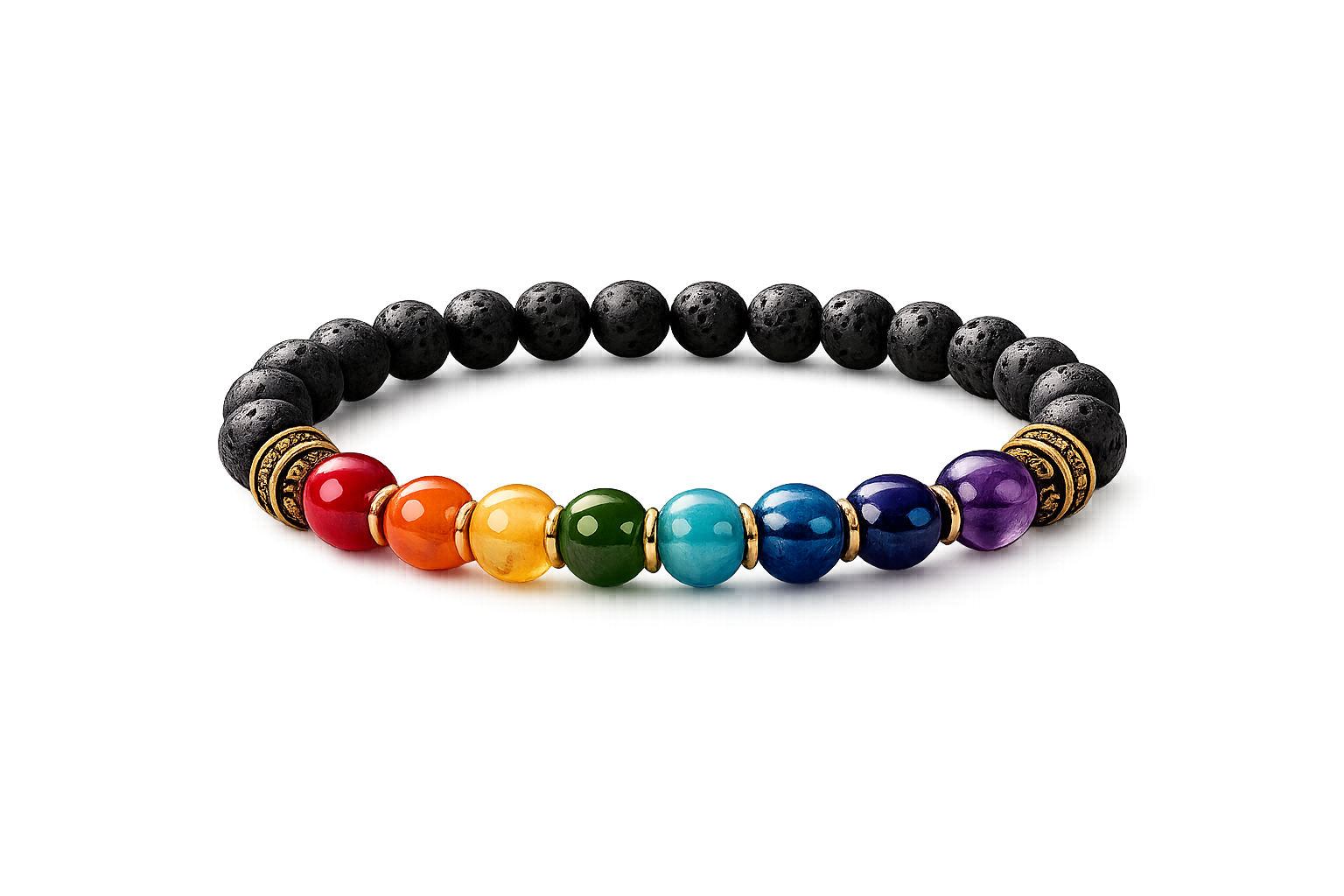 Seven Chakra & Lava Stone Bracelet | The Balance Collection — INDIELIXIRS®