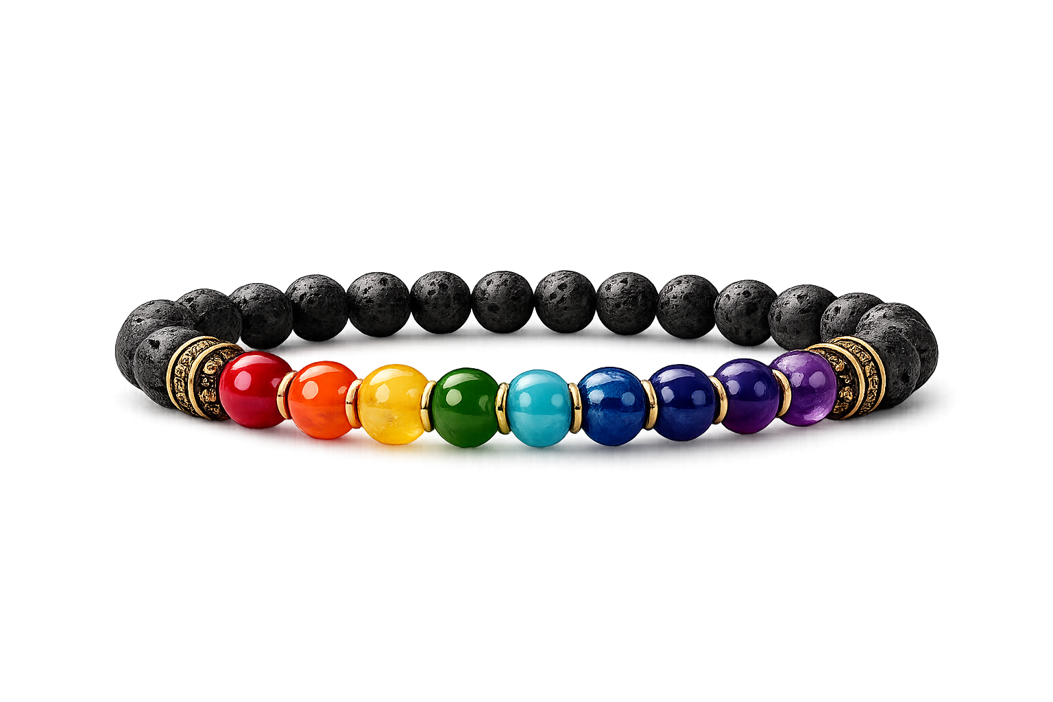 Seven Chakra & Lava Stone Bracelet | The Balance Collection — INDIELIXIRS®
