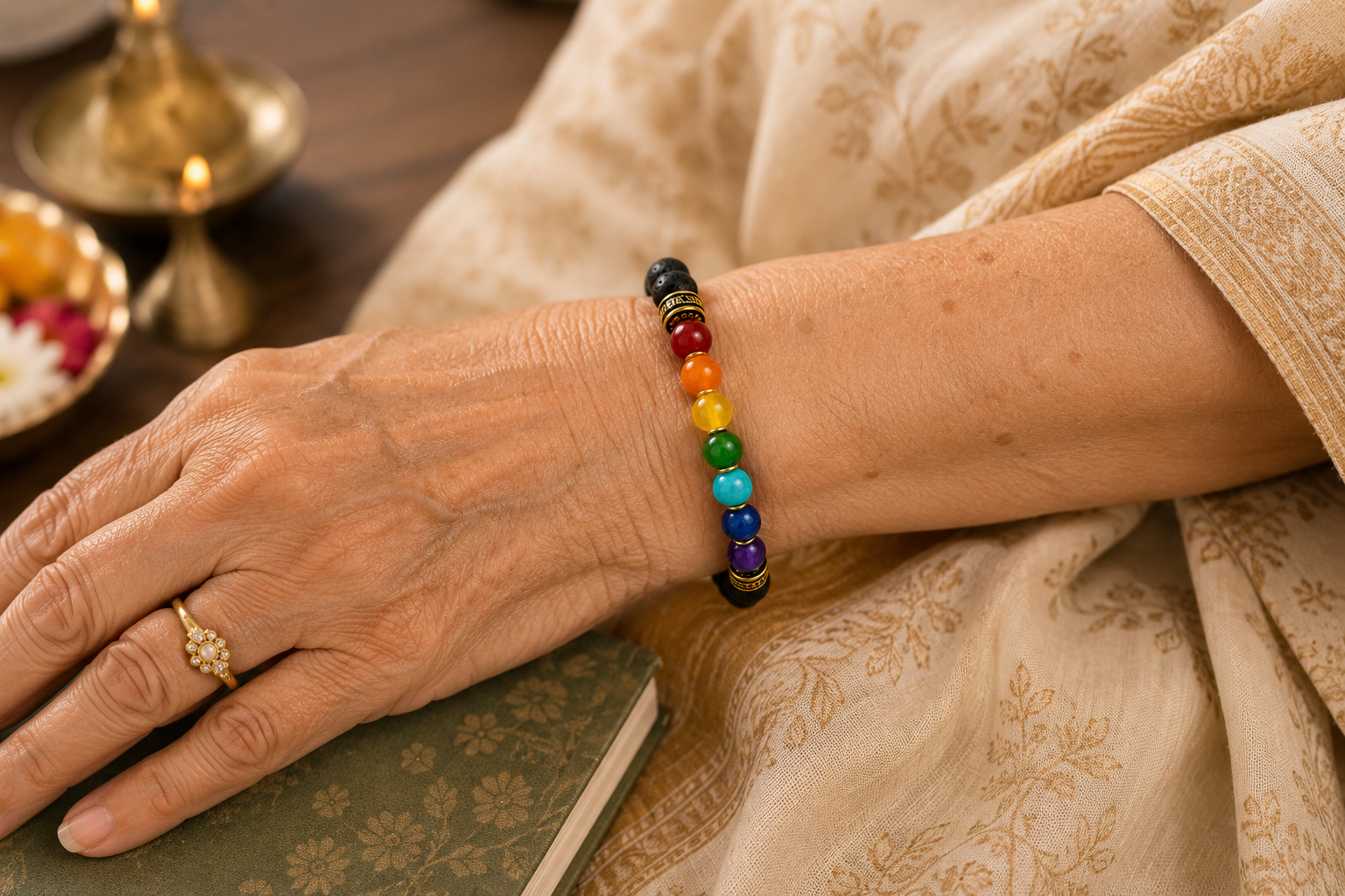 Seven Chakra & Lava Stone Bracelet | The Balance Collection — INDIELIXIRS®
