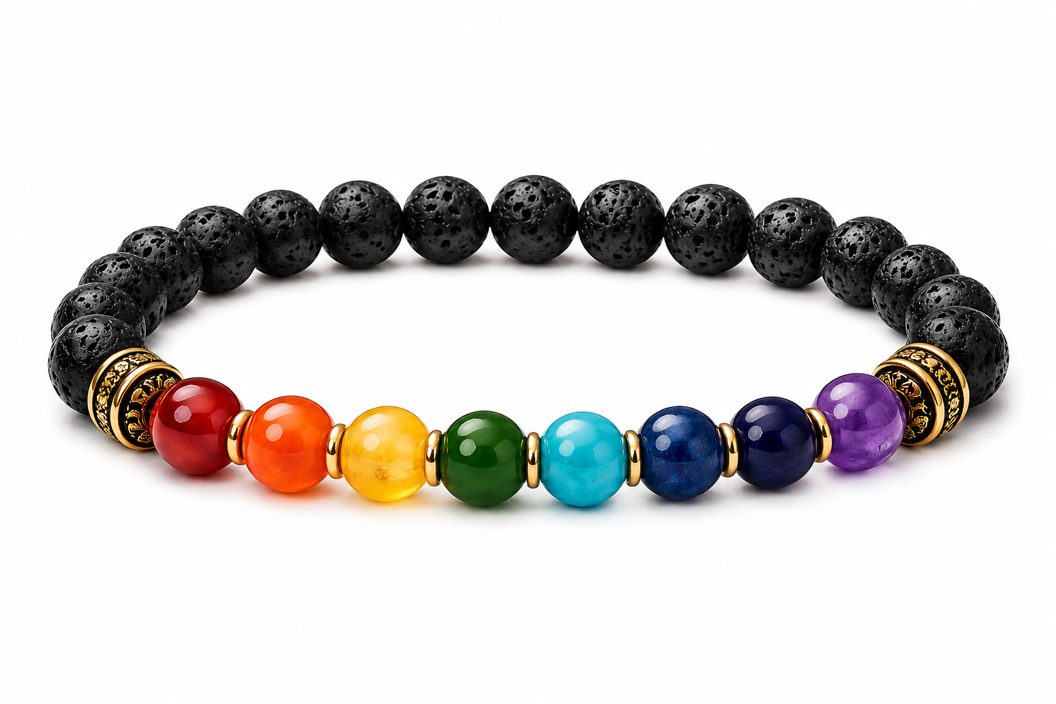 Seven Chakra & Lava Stone Bracelet | The Balance Collection — INDIELIXIRS®