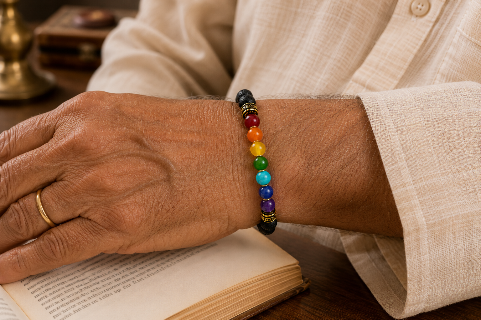 Seven Chakra & Lava Stone Bracelet | The Balance Collection — INDIELIXIRS®