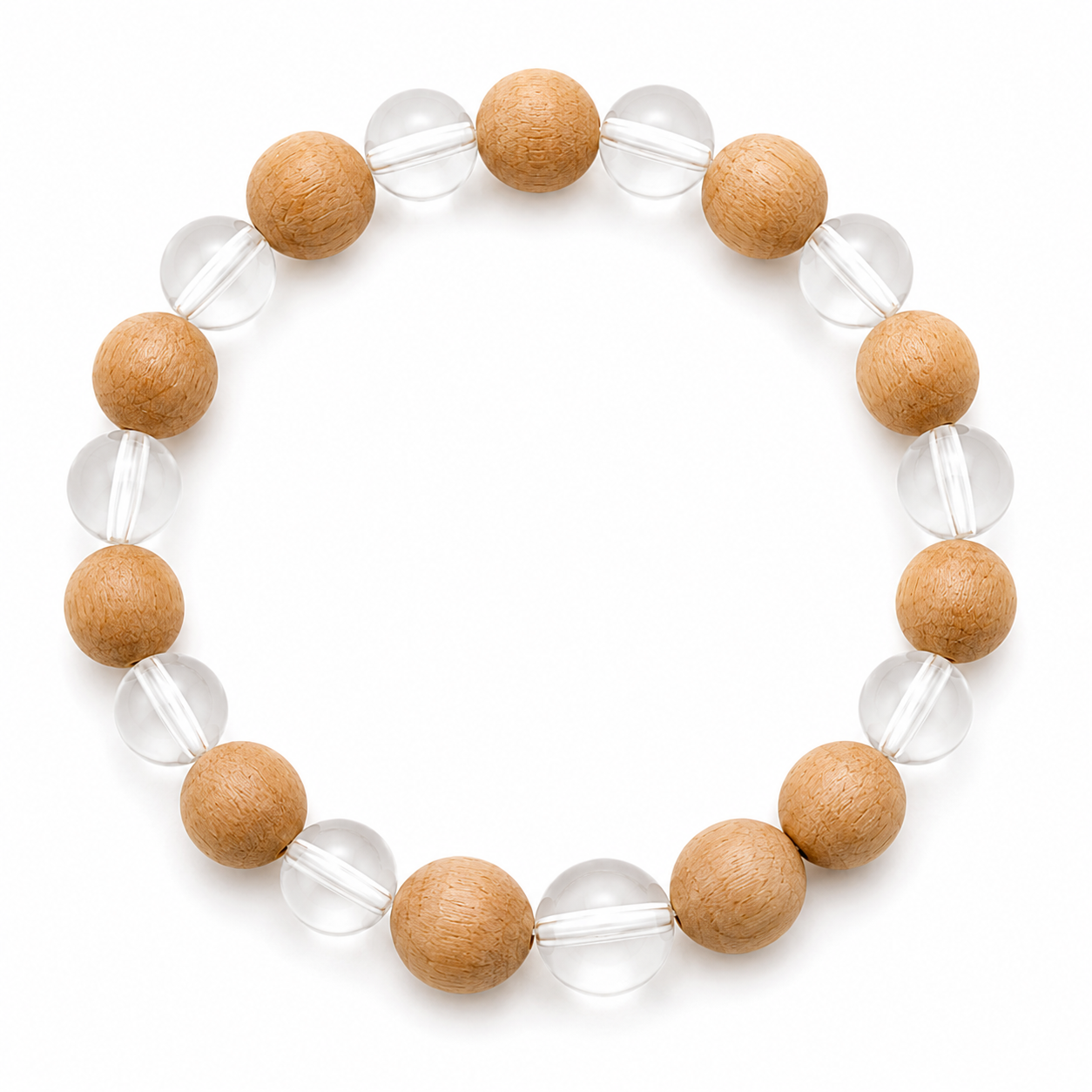 Chandan Crystal — The Serenity Bracelet | Sandalwood & Clear Quartz