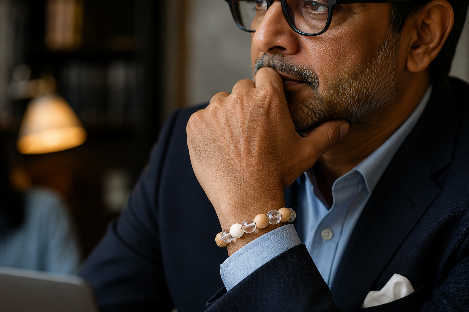 Chandan Crystal — The Serenity Bracelet | Sandalwood & Clear Quartz