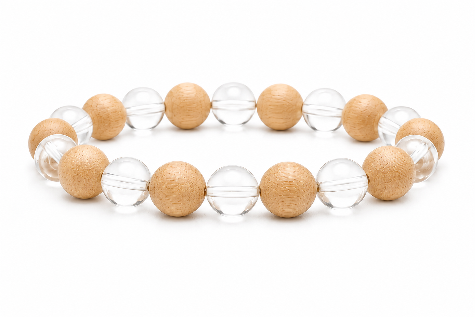 Chandan Crystal — The Serenity Bracelet | Sandalwood & Clear Quartz