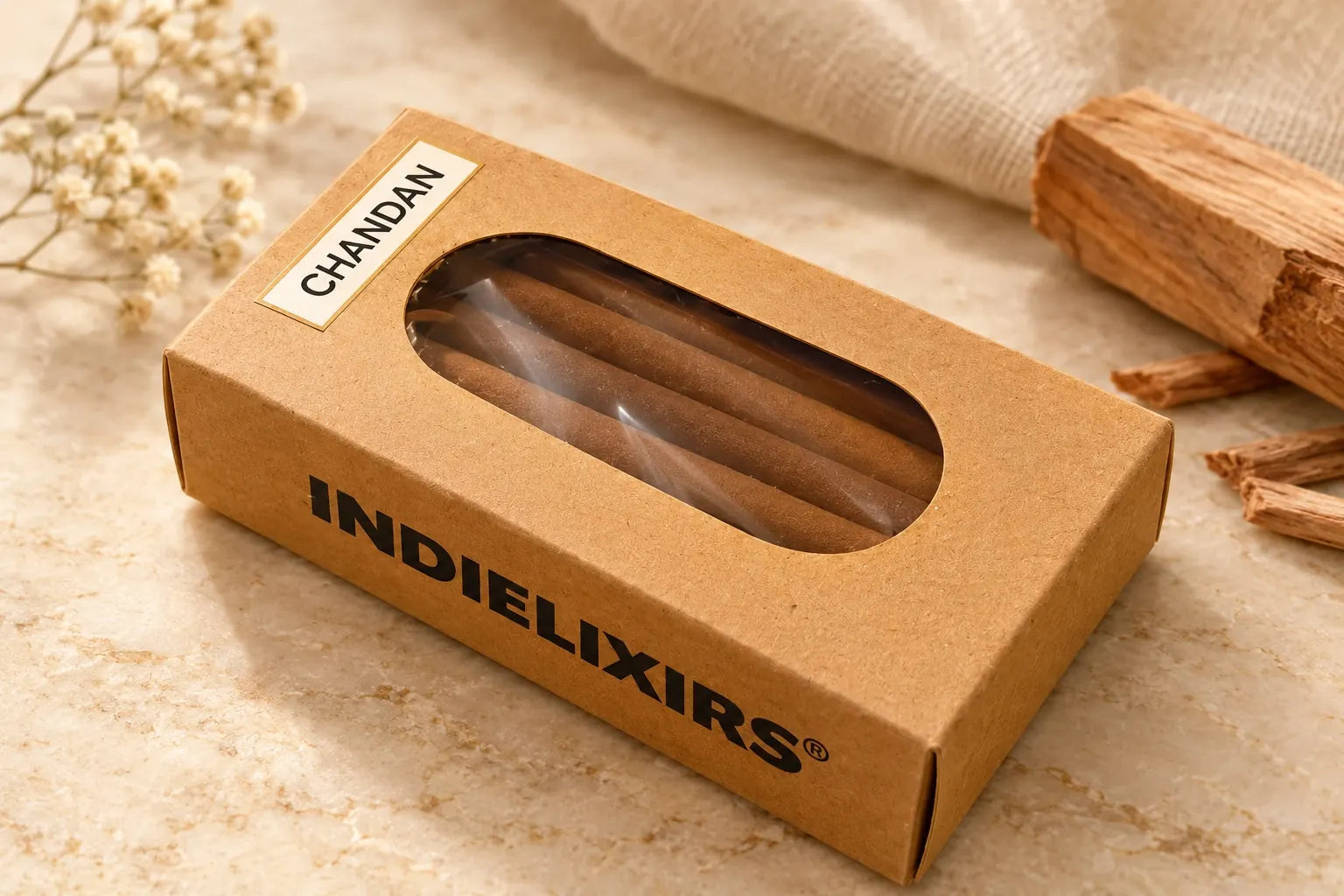 INDIELIXIRS Chandan labelled kraft window box