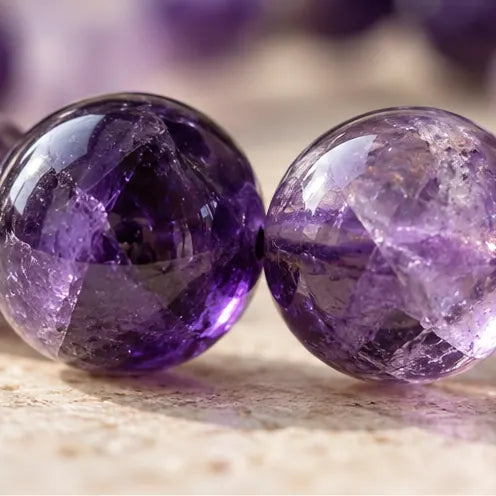 Macro of purple amethyst beads